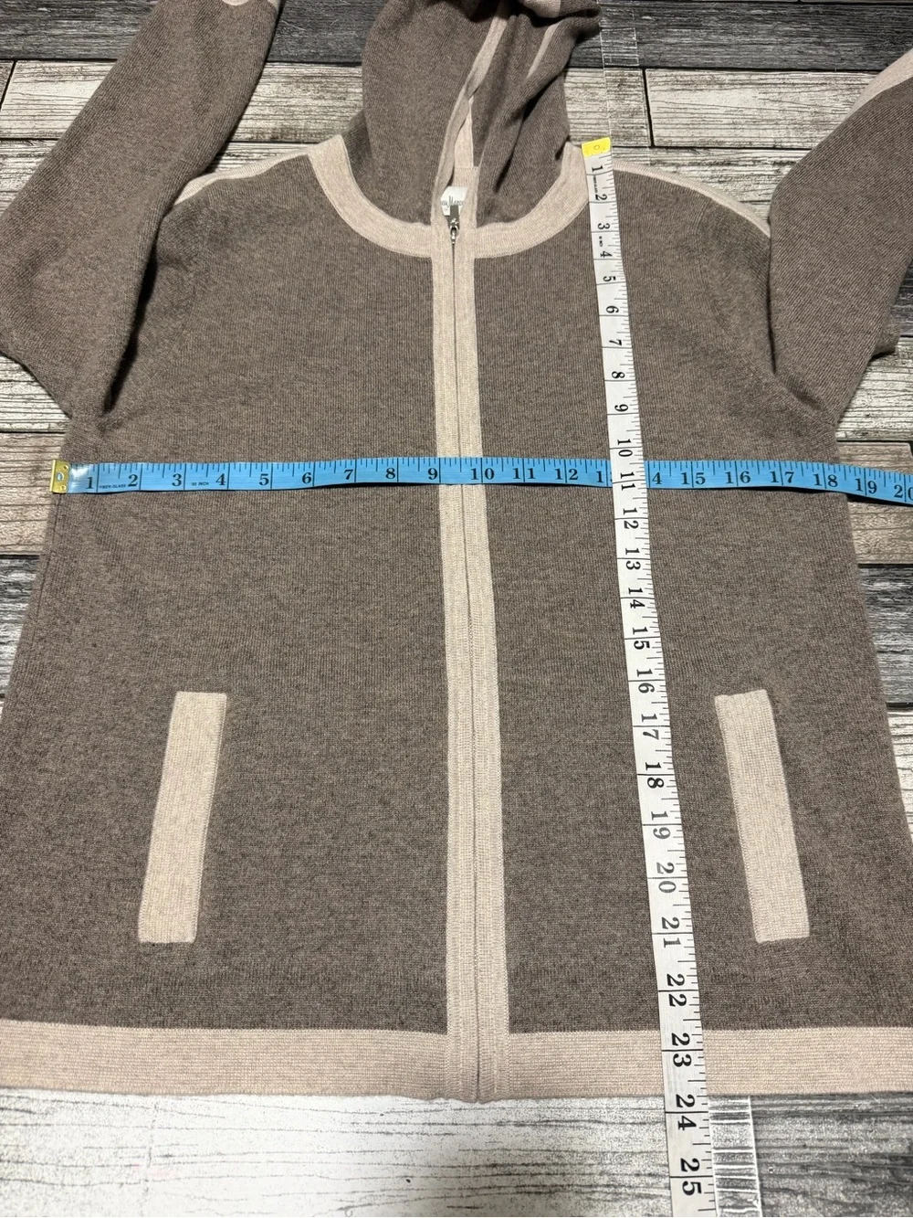 Neiman Marcus 100% Cashmere Hooded Sweater Women’s M Brown Full Zip